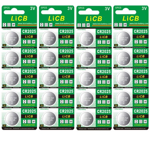 LiCB CR2025 Battery,CR2025 Lithium Batteries,3 Volt Coin & Button Cell (20-Pack)