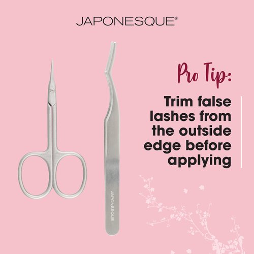 JAPONESQUE False Eyelash Applicator Kit, Stainless Steel Scissors And Tweezer Applicator Duo - Two Piece Kit For Easy, Natural Looking False Eyelashes, Works On Strips and Lash Clusters