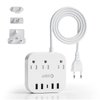 European Plug Adapter, Unidapt US to UK Europe Power Strip for EU/UK/US with USB C and 4 USB Ports, 3 AC Outlets, Wall Mountable, 5ft Extension Cord, for Travel Cruise Ship Home