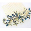 Faship Sparkling Navy Blue Crystal Floral Hair Comb