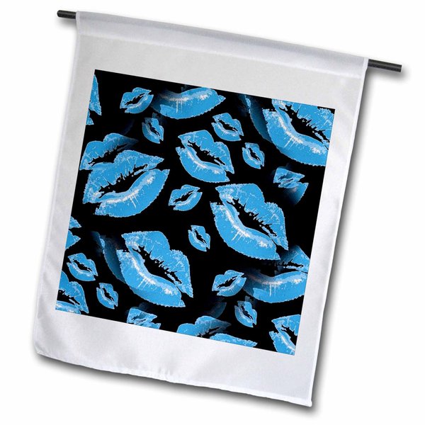 3dRose Two Kisses Collided Lip Boyish Blue Lips Pattern - Flags (fl_357231_1)