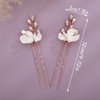 Teyglen 2pcs Flower Bridal Hair Pins Rhinestone Wedding Hair Pins Clips Set with Pearl Flower Hair Accessories for Bride Wedding Crystal Hair Piece for Women Girls (Silver)