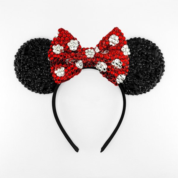 Black Minnie Spark Mickey Ears, Pink Rhinestones Mouse Ears, Rhinestone Mouse Ears, 1, Purple