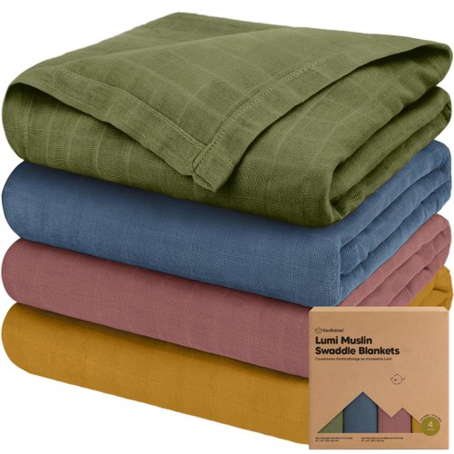 4-Pack Muslin Swaddle Blankets for Baby Boys, Girls - Organic Baby Blankets for Girl, Boy, Baby Swaddle Blanket Unisex, Receiving Blankets, Swaddles for Newborns, Newborn Baby Essentials (Corals)