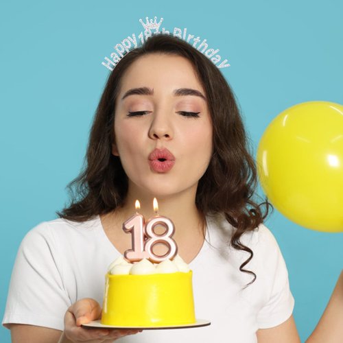 Atoden 18th Birthday Decorations for Girls 18 Year Old Happy Birthday Headband Silver Princess Tiara Crown 18th Birthday Gifts for Girls Happy 18th Birthday Accessories for Party