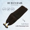 Sunny Flat Tip Hair Extensions Brown Flat Tips Dark Brown Remy Hair Extensions Darkest Brown Hot Fusion Flat Tip Human Hair Soft Straight Hair 50g/pack 18inch