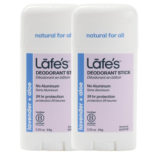 Lafe's Natural Deodorant | 2.25oz Aluminum Free Natural Deodorant Stick for Women & Men | Paraben Free & Baking Soda Free with 24-Hour Protection (Lavender & Aloe, 2.25 Ounce (2-Pack))