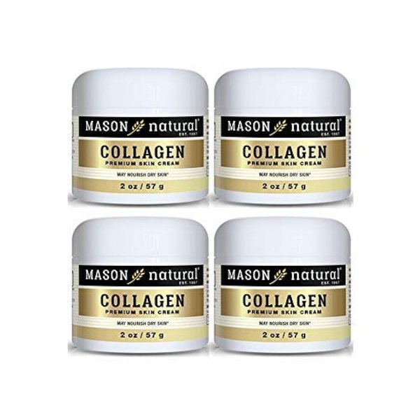 MASON NATURAL Collagen Premium Skin Cream - Anti Aging Face and Body Moisturizer, Intense Skin Hydration and Firmness, Pear Scent, Paraben Free, 2 OZ (4-Pack)