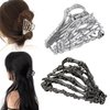 2Pcs Halloween Fun Hair Accessories Ghost Metal Grab Clip 3.4 Inch Skull Non-Slip Medium Hair Clip Unique Hair Decorations,by JINBUYAO
