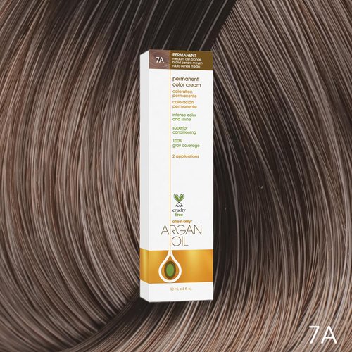 One N' Only Permanent Hair Color - Permanent Hair Dye Made with Argan Oil - Delivers Rich, Accurate Tones with Gray Coverage - Improves Moisture & Elasticity - 7A Medium Ash Blonde (3 oz)