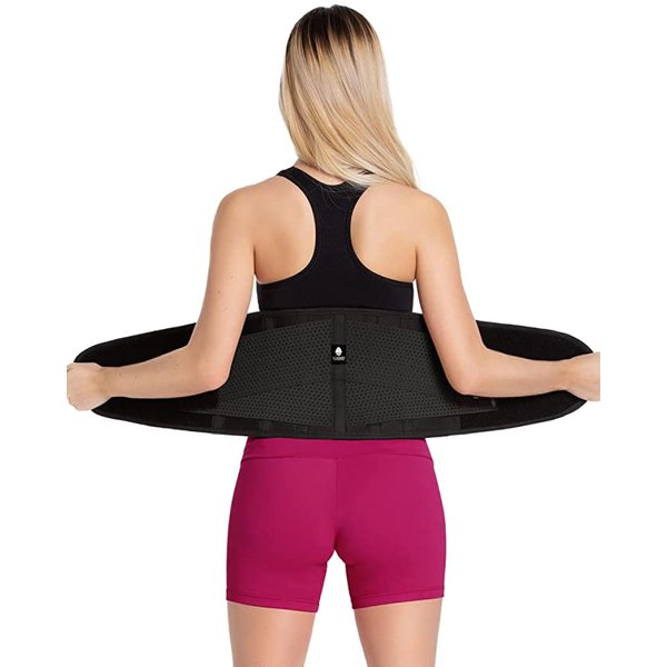 Tecnomed Waist Trainer for Women: Premium Waist Trimmer, Sweat Belt While Working Out, Postpartum Support Belly Band Black