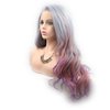 Xiweiya Multi-color Lace Front Wig Side Part Ombre Grey to Purple Rainbow Synthetic Lace Front Wig Long Body Wave Wig Heat Resistant Fiber 13*4 Lace Front Wig High Density For Party Drag Queen 24inch for Women