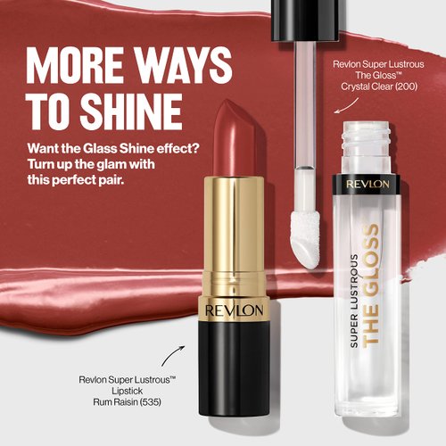Revlon Super Lustrous Glass Shine Lipstick, Flawless Moisturizing Lip Color with Aloe, Hyaluronic Acid and Rose Quartz, Glistening Purple (011), 0.15 oz