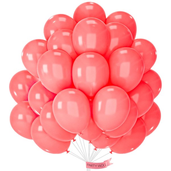 PartyWoo Watermelon Pink Balloons, 50 pcs 12 Inch Dark Pink Balloons, Watermelon Pink Balloons for Balloon Garland or Balloon Arch as Birthday Party Decorations, Baby Shower Decorations, Pink-Q11