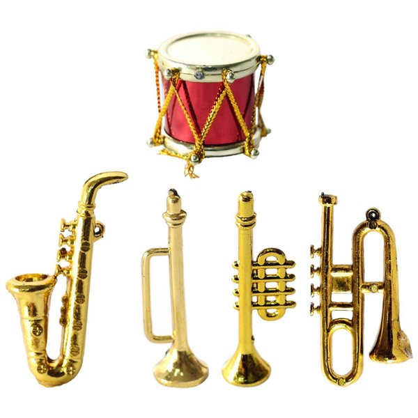 Toyvian Miniature Musical Instrument Set Plastic Saxophone Trumpet Drum Figurines Dollhouse Musical Instrument Models Ornament for Mini House Musical Room Furnishings