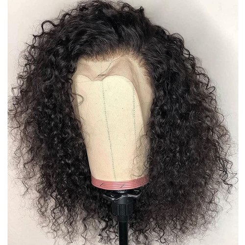 Mongolian Kinky Curly Lace Front Wigs 13X4 HD Lace Frontal Wig Pre Plucked with Baby Hair Bleach Konts Wear and Go Kinky Curly Wig for Black Women Virgin Hair 180% Density Natural Color 14inch