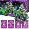 WovWeave 3 Pcs Monster Party Tablecloth Happy Birthday Truck Table Cloth 54 x 108 Inch Plastic Disposable Truck Theme Tablecover for Boys Rectangle Round Desk Truck Theme Birthday Party Supplies
