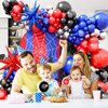 139 Pcs Blue Red Black Balloon Arch Garland Kit, for Cartoon Spider Theme Birthday Party Decorations Boys and Girls Gatherings Party Supplies