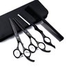6.0" Black Hair Cutting Scissors Set with Razor, Leather Scissors Case, Barber Hair Cutting Shears Hair Thinning/Texturizing Shears for Professional Hairdresser