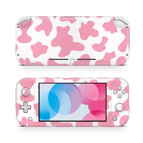 ZOOMHITSKINS Switch Lite Accessories, Compatible for Switch Lite Skin, Milk Strawberry Dairy Cow Farm Cute Pink Kawaii Cartoon, 3M Vinyl, Durable & Fit, Easy to Install, Made in The USA