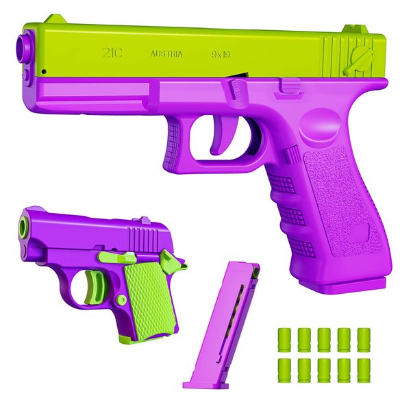 LLESSOO Shell Ejecting Toys 1911, 2 Packs Fidget Toys, Toys with 10 Shells Can be Loaded but Can't be Fired, Great Birthday Halloween for Boys Kids Adults (Purple)