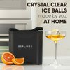 Berlinzo Premium Clear Ice Ball Maker [2024 Upgraded] - Large 2.4-inch Crystal Clear Ice Balls for Whiskey Cocktail - New Easy-to-Remove Ice Sphere Mold - Bonus Storage Bag & Ice Stamp Ring, Black