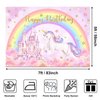 Avezano Unicorn Birthday Backdrop Rainbow Unicorn Birthday Party Decorations Banner Pastel Castle Unicorn Fairy Tale Style Cake Table Banner Supplies Studio Props (7x5ft, 83x59inch)
