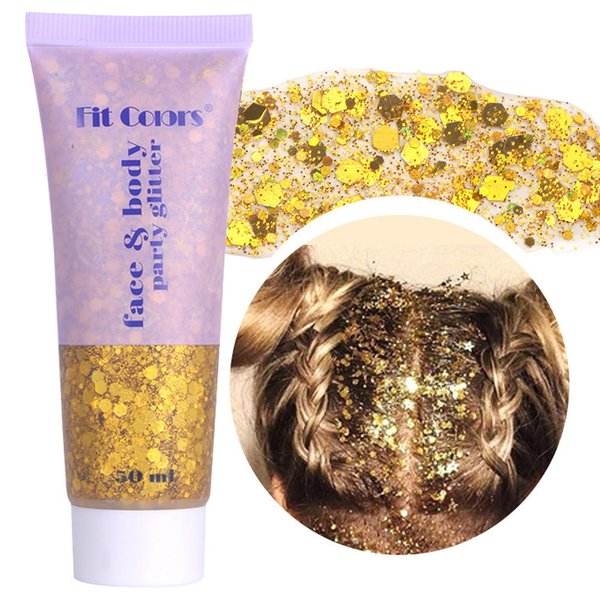 Gold Body Glitter,Party Mermaid Body Glitter Gold Face Glitter Gel,Sparkly Chunky Body Glitter Hair Glitter,Glitter Gold Face Paint,Body Glitter for Women and Kids,Holography Sequins Glitter Makeup