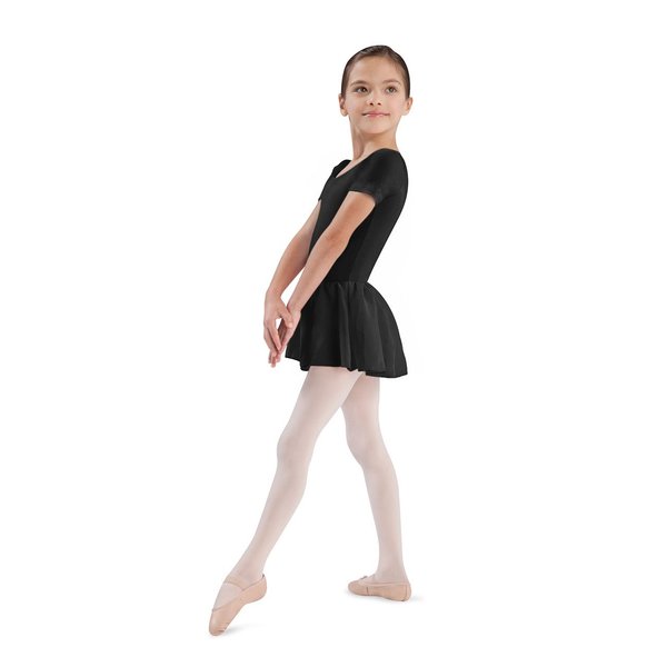 Bloch Dance Girls Tiffany Short Sleeve Leotard with Skirt, Black, 12
