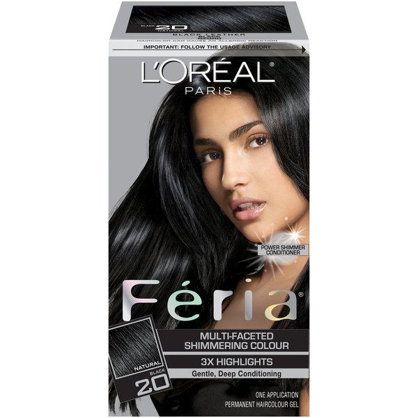 Feria Hair Color, 20 Natural Black (Packaging May Vary)