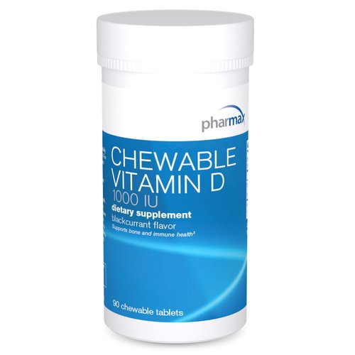 Pharmax Chewable Vitamin D (1000 IU) | Supports Development and Maintenance of Bones and Teeth | 90 Chewable Tablets