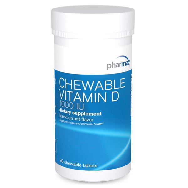 Pharmax Chewable Vitamin D (1000 IU) | Supports Development and Maintenance of Bones and Teeth | 90 Chewable Tablets