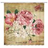 AMFD Retro Flower Shower Curtain Pink Rose Vintage Old Look Plant Envelope Art Bathroom Curtains Polyester Fabric Waterproof 70 X 70 Inches Include Hooks Tan Brown