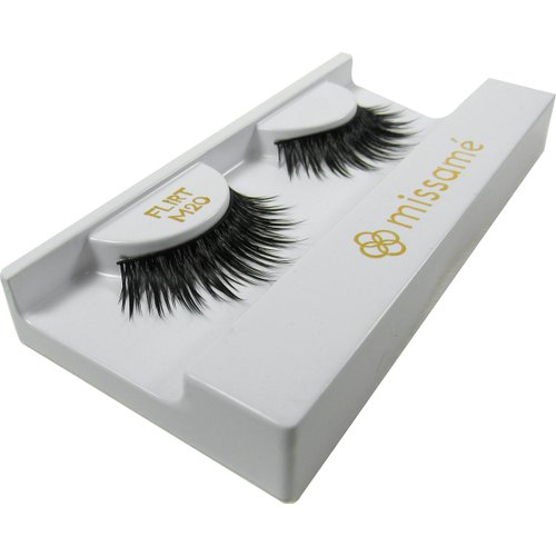 Missamé FLIRT Deluxe Party False Eyelashes Set Handmade with Premium Synthetic Fibers, Black, 1 Pair