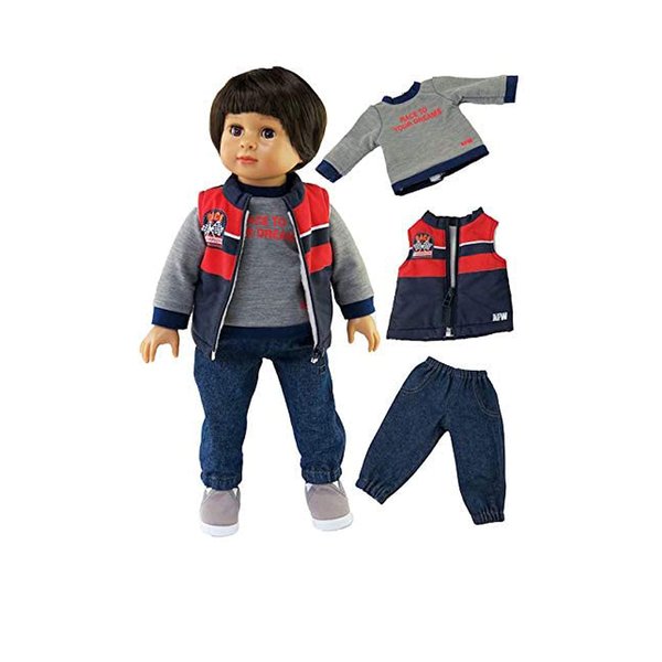 American Fashion World Boy’s 'Race to Your Dreams' 3 Piece Vest and Pants Set for 18-Inch Dolls | Premium Quality & Trendy Design | Dolls Clothes | Outfit Fashions for Dolls for Popular Brands