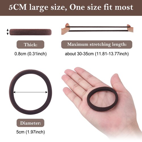 100PCS 2 Inches Dark Hair Ties for Women Girls, Sublaga Seamless Thick Hair Band, Elastic Hair Ties No Damage Ponytail Holder (Dark color)
