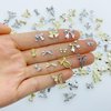 70Pcs Bow Nail Charms Gems,Silver Gold Nail Art Charms Bows for Nails Design,3D Metal Alloy Bowknots Butterfly Charms Stones, Small Nail Jewels Jewelry Nail Decorations Stuff Supplies Assorted Bulk