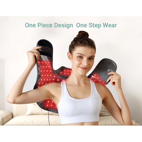 Comfytemp Red Light Therapy for Neck Shoulder Back Pain Relief with 162 LEDs, FSA HSA Eligible Infrared Light Therapy Pad for Body, Flexible Near Light Therapy Wrap, 660nm & 850nm