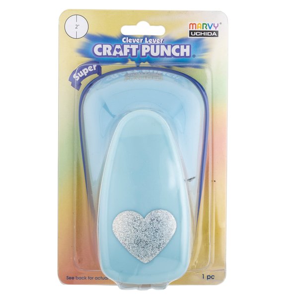 Uchida LV-SJCP01 Clever Lever Super Jumbo Craft Punch, Heart , Blue