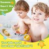 AMCHSURI Baby Bath Toys for Kids Ages 1-3, 9 PCS Mold Free Toddler Bath Toys for 2-4 Bathtub Water Toys Stackable Bath Boats and Silicone Squirt Bath Toys for Babies 6-12 Months