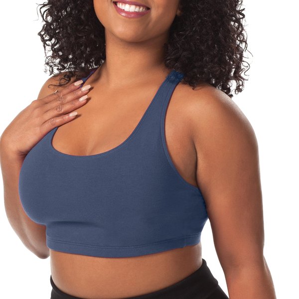 Leading Lady Apparel Women's Plus-Size Light Impact Sports Bra, Navy, 40BCD