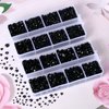 QPRETTY DU 10400PCS Black Rhinestones, Jelly Resin Rhinestones for Nails, Flatback Non Hotfix Crystals DIY Rhinestones for Crafts with 15 cm Pencil Sharpener and Tweezer & Picker Pen (Black)