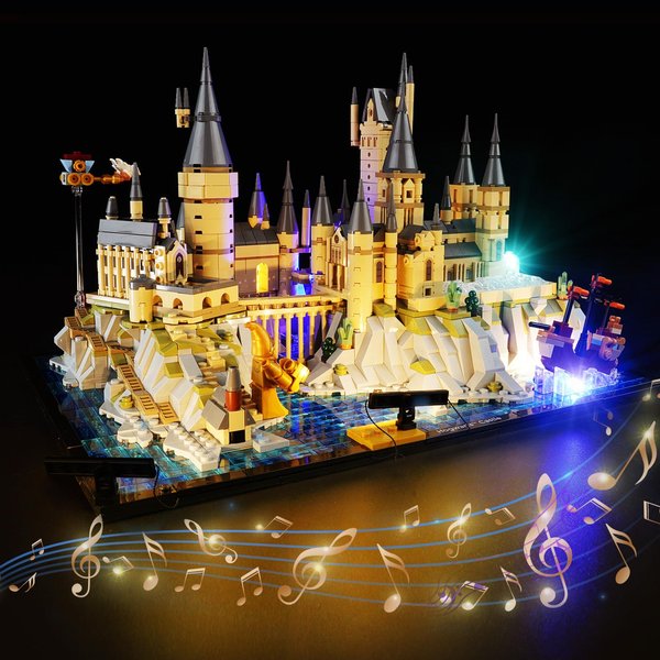 DALDED LED Lighting Kit for Lego Harry Potter Hogwarts Castle and Grounds 76419, LED Light Compatible with Lego 76419 Building Block Models (Music Version)