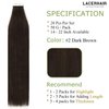 Lacer Tape in Extensions Human Hair Dark Brown Color Seamless PU Weft Straight Tape in Hair Extensions Real Human Hair for Black Women 20pcs/set 50g 22 Inch