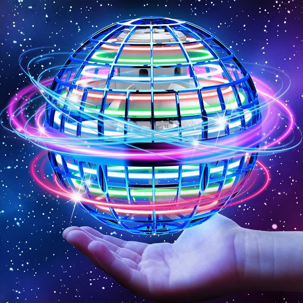 Flying Orb Ball Toy, 2023 Hand Controlled Boomerang Hover Ball Toys, Fidget Flying Spinner with Magic Lights, Mini Drone Cool Stuff Gadgets Gifts Toys for Age 6 7 8 9 10+ Boys Girls Teens Toys (Blue)