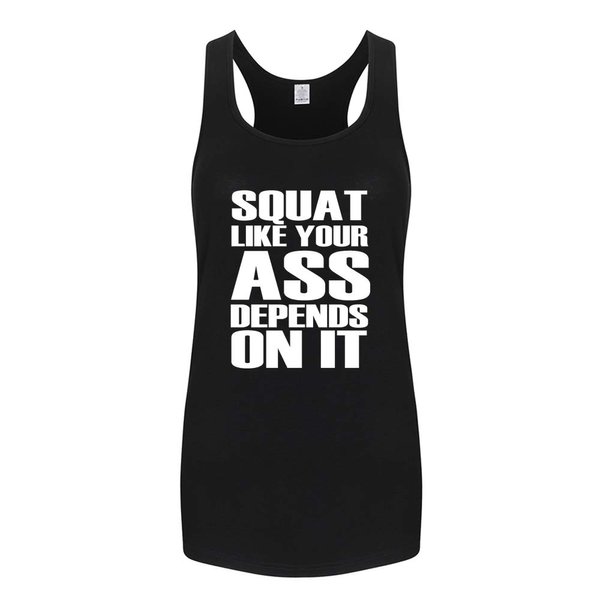 WINGZOO Womens Workout Tank Tops-Novelty Funny Saying Fitness Gym Squat Racerback Sleeveless Shirts for Women Black