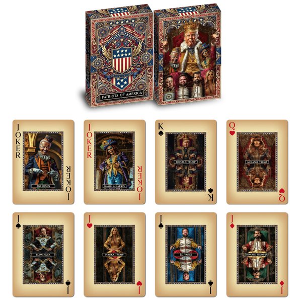 ASVP Shop Trump Playing Cards - Family & Allies - Premium Collectors Deck Featuring Donald Trump, Melania, Ivanka, Elon Musk, J.D. Vance & The Jokers Biden & Kamala Harris - Perfect for Poker Nights