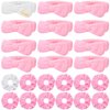 Wavwavw 24 Pcs Bachelorette Party Favors Include 12 Bride Bridesmaid Spa Headband 12 Bridesmaid Bride Scrunchie White Pink Velvet Scrunchies for Women Bachelorette Party Gifts Bridal Shower Wedding