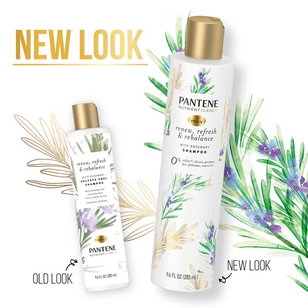 Pantene Sulfate Free Shampoo, Detangling Shampoo with Rosemary, Color Safe, 9.6 oz