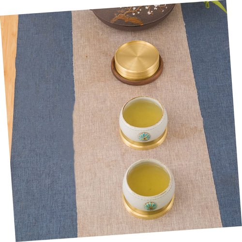 RORPOIR 5pcs Copper Coasters for Drinks Modern Tea Cup Mats Stylish Insulation Pads for Home Hotels and Restaurants and Easy to Beverage Holders